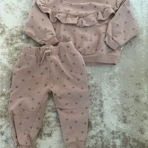 Quincy Mae Mauve Polka Dot Sweatpants & Joggers Set